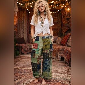 Nu Vintage Batik Artisan Patchwork Cargo Pants Sz-L